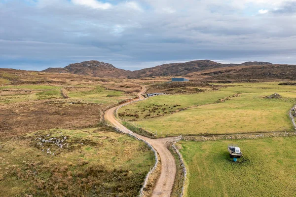 Aerial View Track Agnish Lough Maghery Dungloe County Donegal Ireland — Foto de Stock