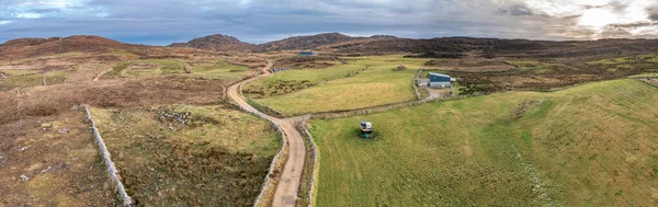 Aerial view of the track to Agnish Lough by Maghery, Dungloe - County Donegal - Ireland