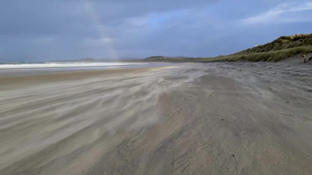 Sand Storm Narin Beach Portnoo County Donegal Republic Ireland — Stockvideo