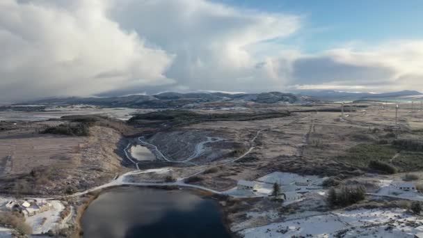 Aerial View Snow Covered Bonny Glen Portnoo County Donegal Ireland — Stok Video