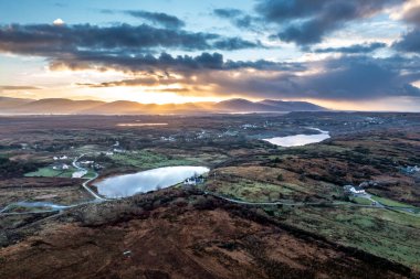 Aerial view sunset at Lough Fad in County Donegal - Ireland