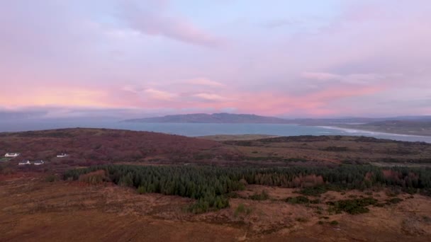 Aerial View Amazing Sunrise Cashelgolan County Donegal Ireland — Vídeos de Stock