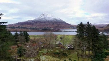 Aerial view of the Dunlewy Ghost Town in County Donegal - Ireland