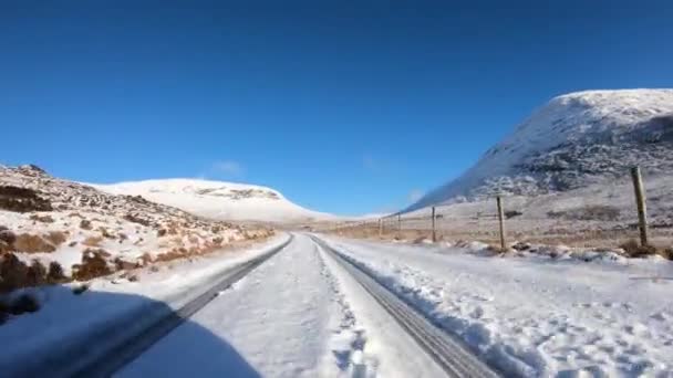Driving Snow Covered Glenveagh National Park County Donegal Republic Ireland — 图库视频影像