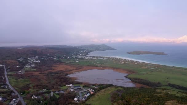 Aerial View Clonoey Lake Portnoo County Donegal Ireland — Video