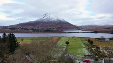 Aerial view of the Dunlewy Ghost Town in County Donegal - Ireland