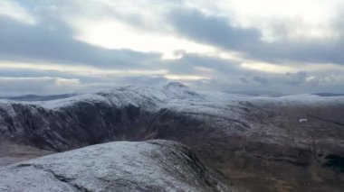 Aerial view of Poisen Glen next to Mount Errigal, the highest mountain in Donegal - Ireland