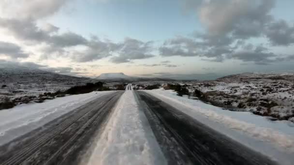 Road Church Hill Glenveagh Muckish Mountain Background County Donegal Republic — Stockvideo