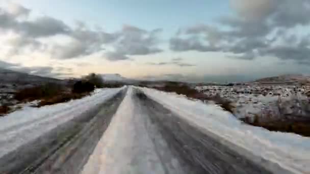 Timelapse Road Church Hill Glenveagh Muckish Mountain Background County Donegal — Wideo stockowe