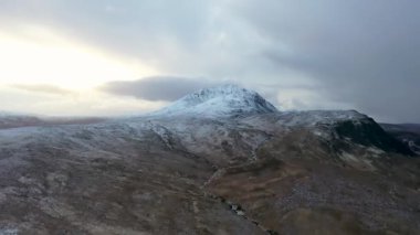 The snow covered Mount Errigal, the highest mountain in Donegal - Ireland