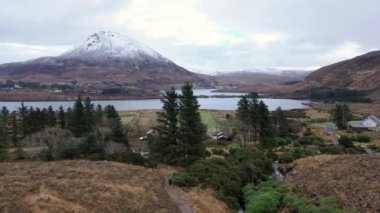 Aerial view of the Dunlewy Ghost Town in County Donegal - Ireland