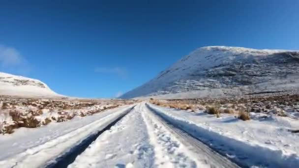 Driving Snow Covered Glenveagh National Park County Donegal Republic Ireland — Stockvideo