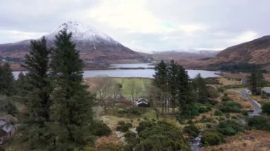 Aerial view of the Dunlewy Ghost Town in County Donegal - Ireland