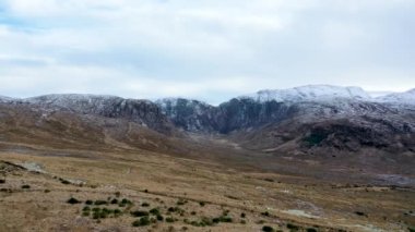 Aerial view of Poisen Glen next to Mount Errigal, the highest mountain in Donegal - Ireland