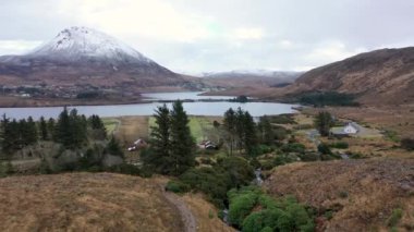Aerial view of the Dunlewy Ghost Town in County Donegal - Ireland