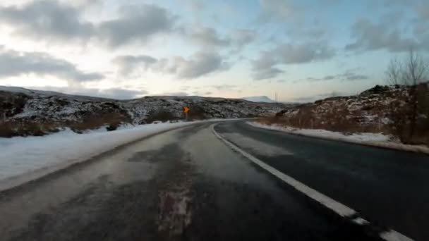 Road Church Hill Glenveagh Muckish Mountain Background County Donegal Republic — Vídeo de Stock