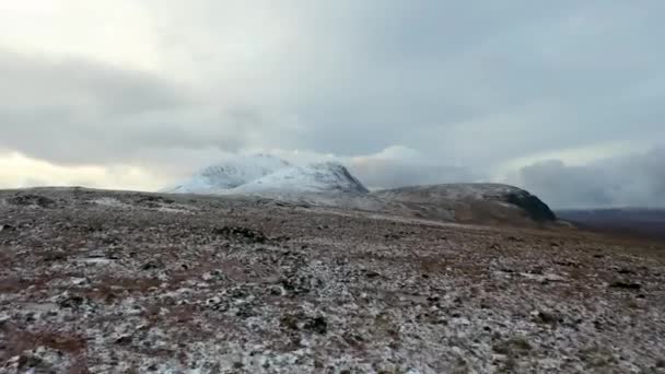 Snow Covered Mount Errigal Highest Mountain Donegal Ireland — Stock Video