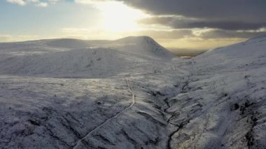 The snow covered Glenveagh Mountains and Glen in County Donegal - Republic of Ireland.