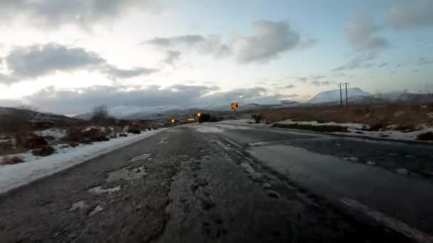 Road Church Hill Dunlewey Muckish Mountain Errigal Background County Donegal — Stock Video