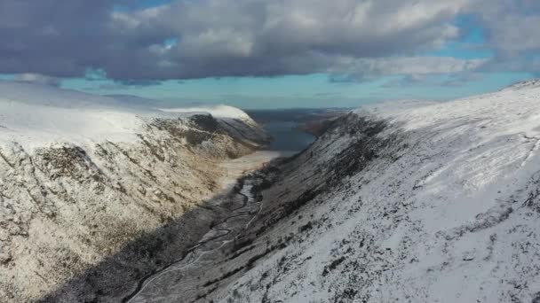Snow Covered Glenveagh Mountains Glen County Donegal Republic Ireland — 비디오