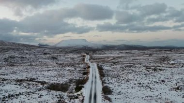 Aerial view of the road from Church Hill towards Glenveagh, County Donegal. Republic of Ireland.