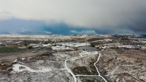 Aerial View Snow Covered Bonny Glen Portnoo County Donegal Ireland — Video Stock