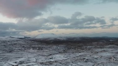 Aerial view of the road from Church Hill towards Glenveagh, County Donegal. Republic of Ireland.