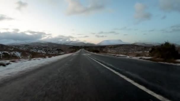 Road Church Hill Dunlewey Muckish Mountain Errigal Background County Donegal — Stock Video