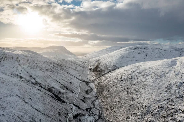 Neve Cobriu Glenveagh Montanhas Glen Condado Donegal República Irlanda — Fotografia de Stock