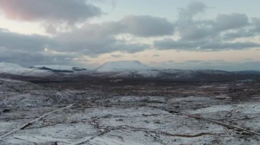 Aerial view of the road from Church Hill towards Glenveagh, County Donegal. Republic of Ireland.
