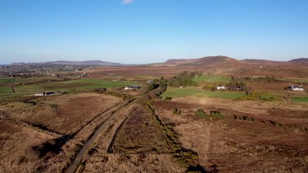 Aerial View Burtonport Railway Walk Trailhead Fiddlers Bridge Falcarragh County — Stock Video