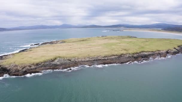 Vue Aérienne Cowa Dans Île Inishkeel Par Portnoo Dans Comté — Video
