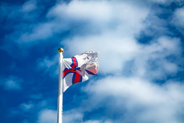 Bandeira Das Ilhas Faroé Acenando Vento — Fotografia de Stock