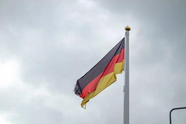 Germany Flag Waving Wind Clouds — Stock Photo, Image