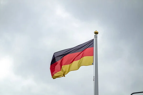 Germany Flag Waving Wind Clouds — Stock Photo, Image