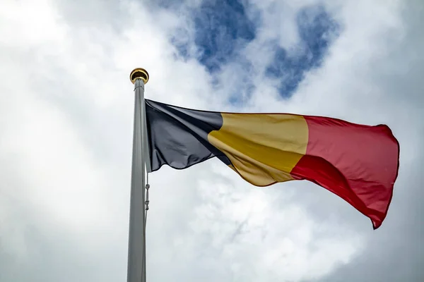 Flagga Belgien Vajande Vinden — Stockfoto