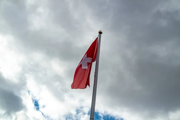 Bandeira Nacional Suíça Não Acenando Vento — Fotografia de Stock