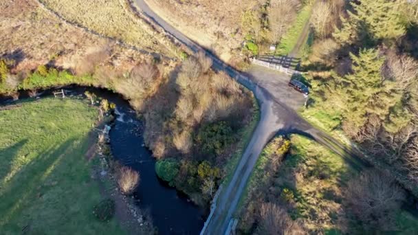 Aerial View Fiddlers Bridge Burtonport Railway Walk Trailhead Fiddlers Bridge — Stock Video