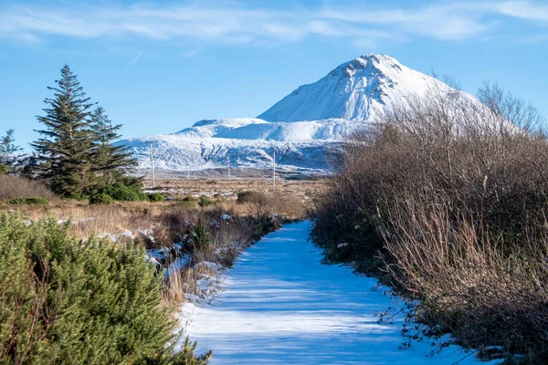 Snow Covered Mount Errigal Highest Mountain Donegal Ireland — Foto de Stock