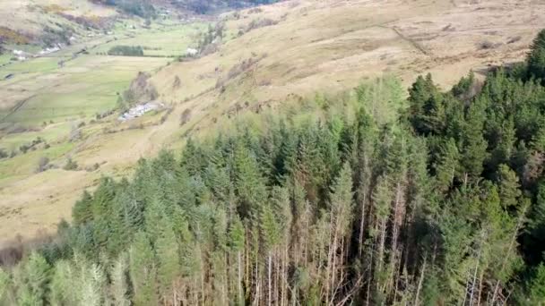 緑豊かなアンナ グレンティーズとアルダラの飲料水供給の隣の木や丘の空中ビュー 郡ドニゴール アイルランド — ストック動画