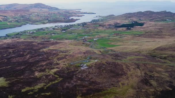 Letecký Pohled Poutní Stezku Útesům Slieve League Hrabství Donegal Irsko — Stock video