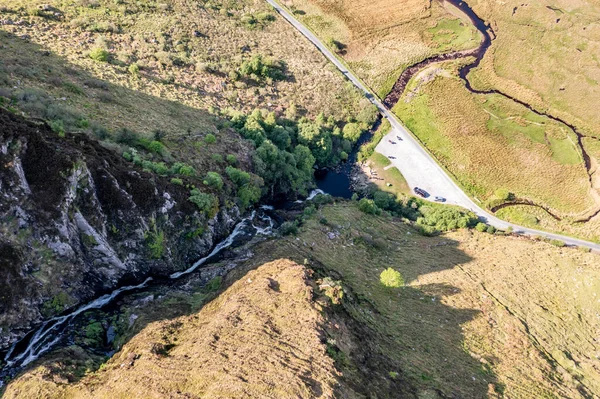 Aérea Assaranca Waterfall Condado Donegal Irlanda —  Fotos de Stock