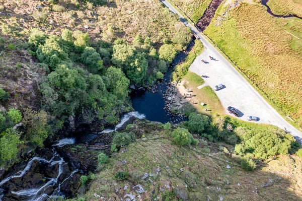 Aérea Assaranca Waterfall Condado Donegal Irlanda — Foto de Stock