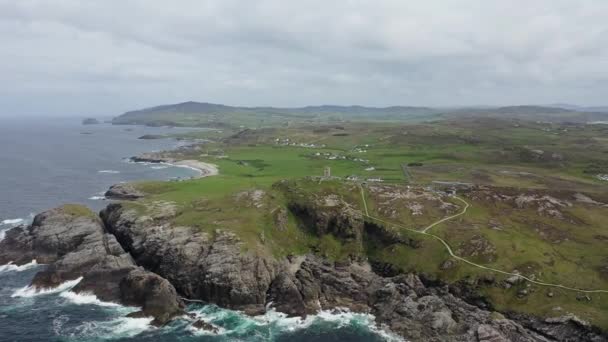 Pemandangan Udara Dari Garis Pantai Malin Head Irlandia — Stok Video