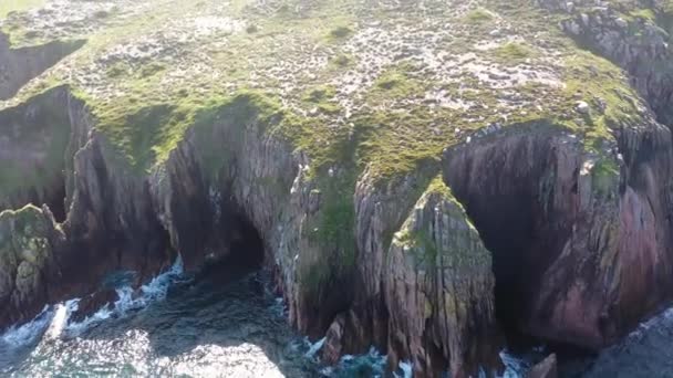 Letecký Pohled Útes Owey Island Hrabství Donegal Irsko — Stock video