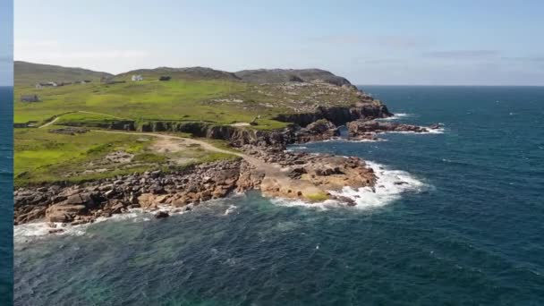 Letecký Pohled Přístav Ostrově Owey Hrabství Donegal Irsko — Stock video