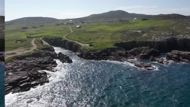Vista Aérea Del Puerto Owey Island Condado Donegal Irlanda — Vídeos de Stock