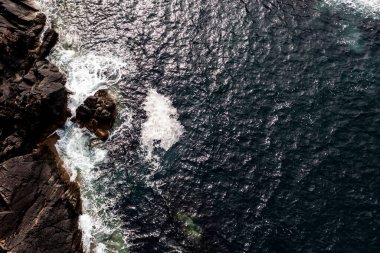 İrlanda 'daki Malin Head kıyı şeridinin havadan görüntüsü
