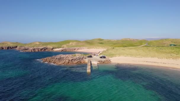 Luftaufnahme Des Nordwestpier Auf Cruit Island Tobernoran Bucht County Donegal — Stockvideo