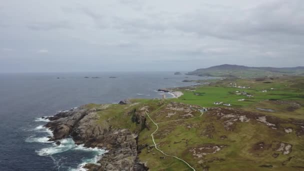 Luchtfoto Van Kustlijn Van Malin Head Ierland — Stockvideo